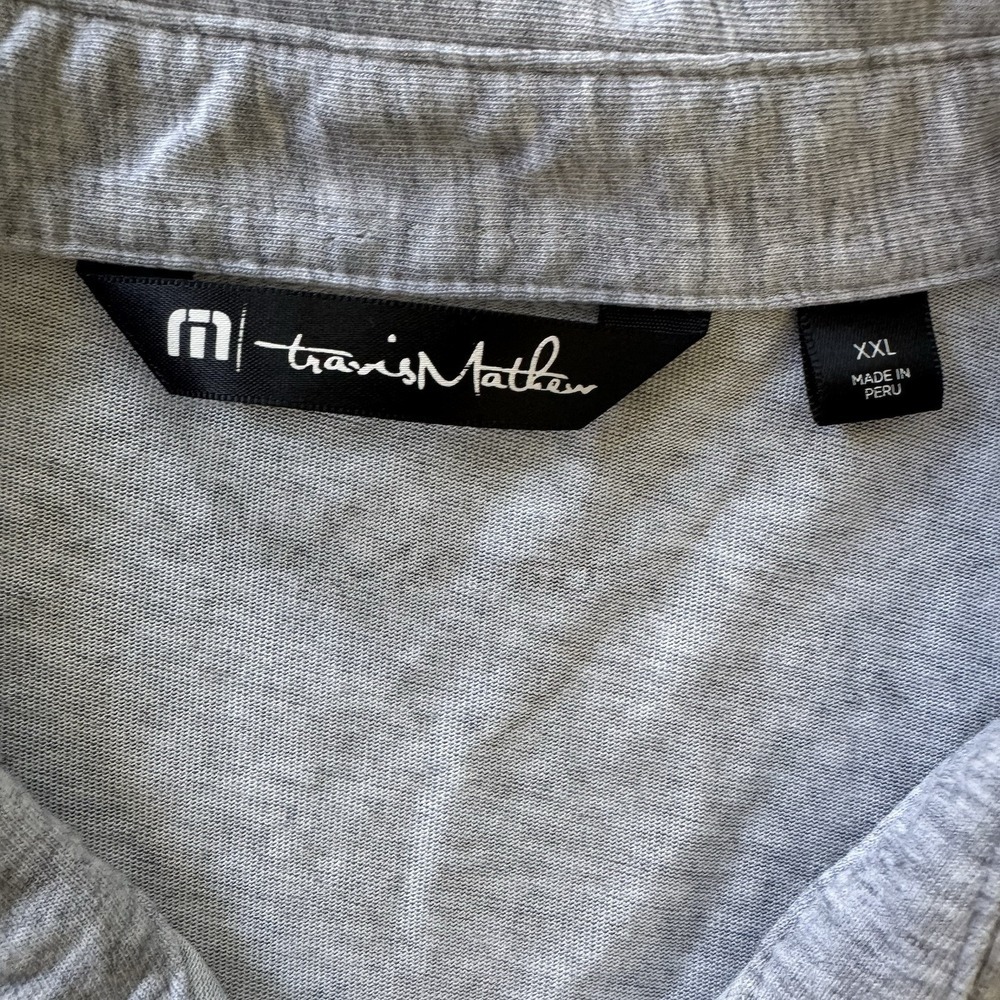 Travis Mathew 2XL Gray Cotton/Poly Blend Short Sleeve Men's Polo Shirt - Picture 5 of 7